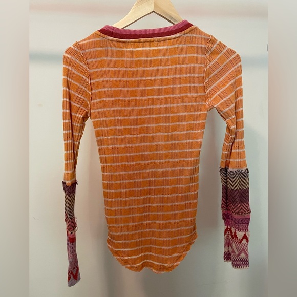 Free People Stripped Alpine Knit Crochet Long Sleeve Top - Picture 5 of 11
